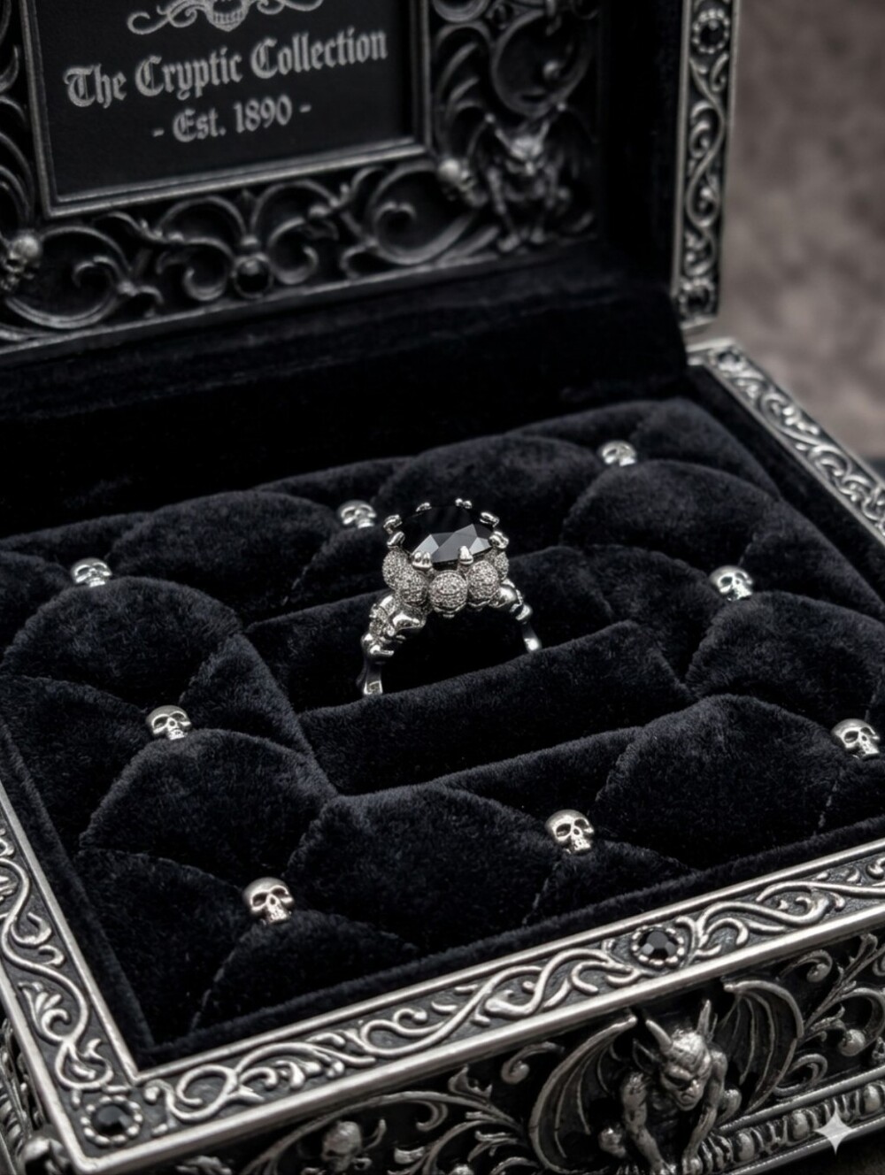 Vintage Estate Black Onyx Statement Ring Silver Filigree Sz 8